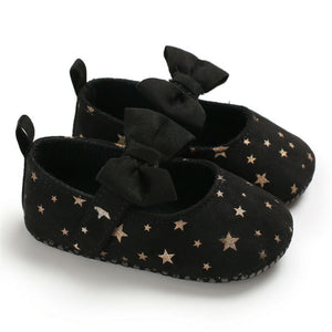 Newborn Infant 0-18M Toddler Girl Crib Shoes Baby Bowknot Canvas Soft Sole Prewalker First Walker Sneakers Star Print Shoes