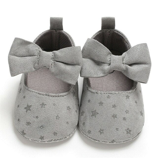 Newborn Infant 0-18M Toddler Girl Crib Shoes Baby Bowknot Canvas Soft Sole Prewalker First Walker Sneakers Star Print Shoes