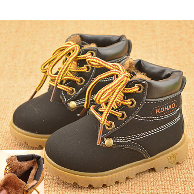Autumn Winter Baby Boots Toddler Martin Boots Kids Shoes Boys Girls Snow Boots Girls Boys Plush Fashion Boots Shoes Size 21-30
