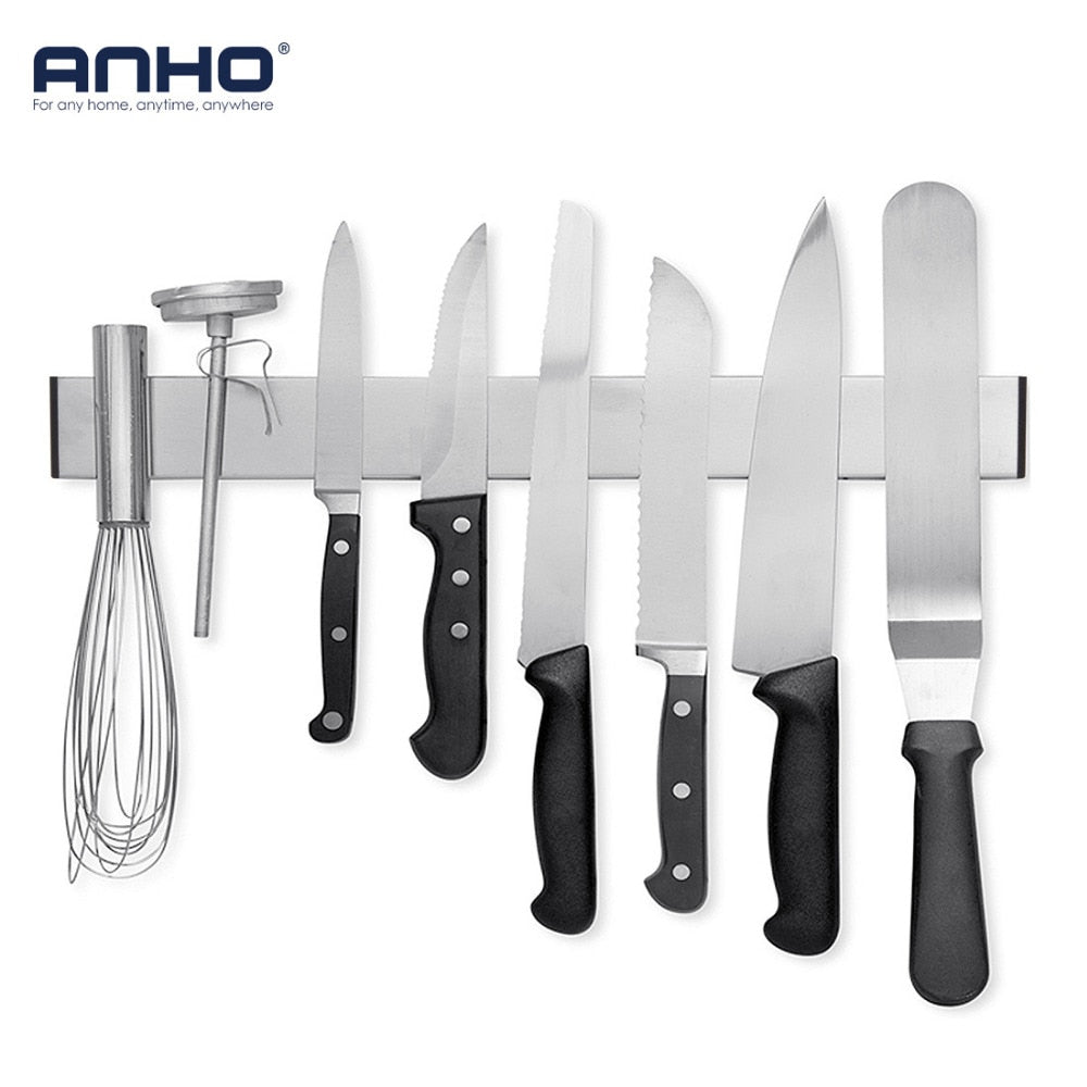 ANHO Knife Holder Magnetic 16 inch Wall Strip Stainless Steel Knife Block Storage Scissor Rack Bar Kitchen Utensil Accessories
