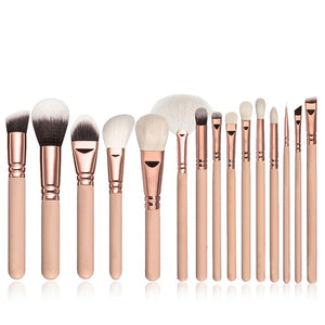Excellent Quality 15pcs Makeup Brushes Set + Leather Case Foundation Powder Blush Highlighter Eyeshadow Blending Brush Maquiagem