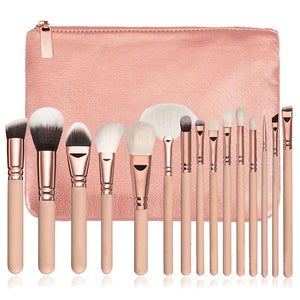 Excellent Quality 15pcs Makeup Brushes Set + Leather Case Foundation Powder Blush Highlighter Eyeshadow Blending Brush Maquiagem