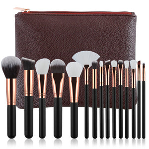 Excellent Quality 15pcs Makeup Brushes Set + Leather Case Foundation Powder Blush Highlighter Eyeshadow Blending Brush Maquiagem