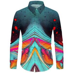 Cloudstyle 3D Floral Printed Man Casual Shirt Plaid Camisas Hombre Dress Shirts Wedding Homme Camisa Long Sleeve Slim Fit Shirts