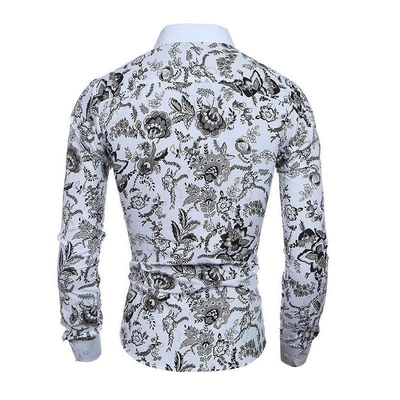 Men Flower Shirt 2019 New 3D Printing Fashion Casual Slim Fit Hawaiian Dress Shirts Camisa Masculina Chemise Homme Shirt men