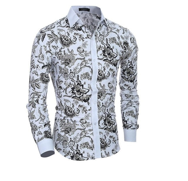 Men Flower Shirt 2019 New 3D Printing Fashion Casual Slim Fit Hawaiian Dress Shirts Camisa Masculina Chemise Homme Shirt men