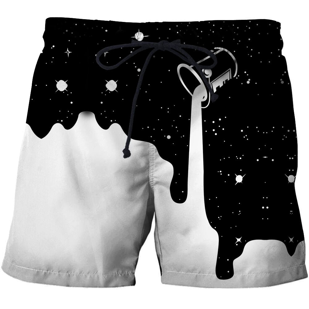 Pouring Milk the beach 3D Printed Men Board Shorts Elastic Waist Beach Short Watersport Summer Male Clothing Short Trousers 6xl