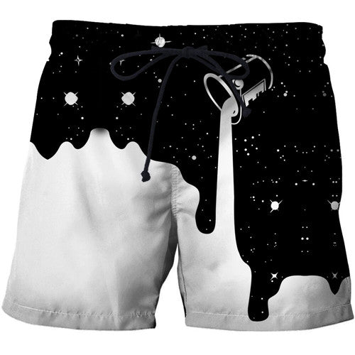 Pouring Milk the beach 3D Printed Men Board Shorts Elastic Waist Beach Short Watersport Summer Male Clothing Short Trousers 6xl