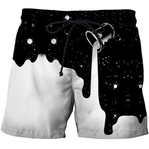 Pouring Milk the beach 3D Printed Men Board Shorts Elastic Waist Beach Short Watersport Summer Male Clothing Short Trousers 6xl