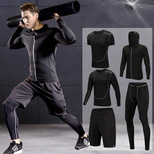 2019 Quick Dry Men's Running Sets 3/4/5pcs/sets Compression Sport Suits Basketball Tights Clothes Gym Fitness Jogging Sportswear
