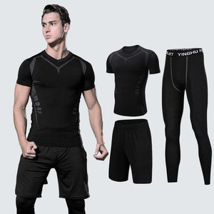 2019 Quick Dry Men's Running Sets 3/4/5pcs/sets Compression Sport Suits Basketball Tights Clothes Gym Fitness Jogging Sportswear