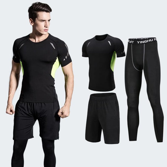 2019 Quick Dry Men's Running Sets 3/4/5pcs/sets Compression Sport Suits Basketball Tights Clothes Gym Fitness Jogging Sportswear