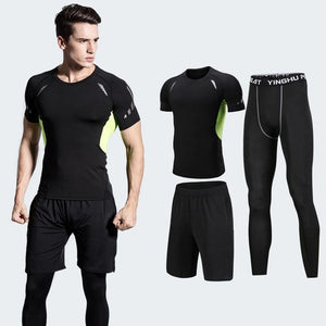 2019 Quick Dry Men's Running Sets 3/4/5pcs/sets Compression Sport Suits Basketball Tights Clothes Gym Fitness Jogging Sportswear