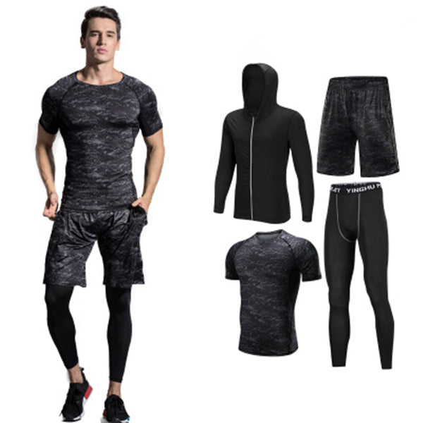2019 Quick Dry Men's Running Sets 3/4/5pcs/sets Compression Sport Suits Basketball Tights Clothes Gym Fitness Jogging Sportswear