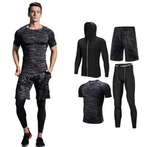 2019 Quick Dry Men's Running Sets 3/4/5pcs/sets Compression Sport Suits Basketball Tights Clothes Gym Fitness Jogging Sportswear