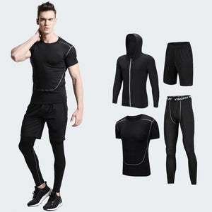 2019 Quick Dry Men's Running Sets 3/4/5pcs/sets Compression Sport Suits Basketball Tights Clothes Gym Fitness Jogging Sportswear