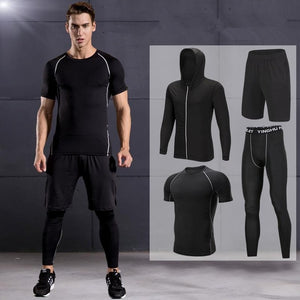 2019 Quick Dry Men's Running Sets 3/4/5pcs/sets Compression Sport Suits Basketball Tights Clothes Gym Fitness Jogging Sportswear