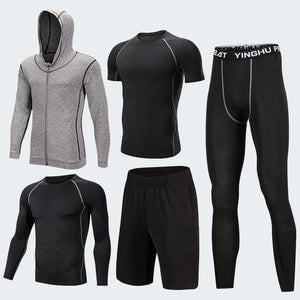 2019 Quick Dry Men's Running Sets 3/4/5pcs/sets Compression Sport Suits Basketball Tights Clothes Gym Fitness Jogging Sportswear