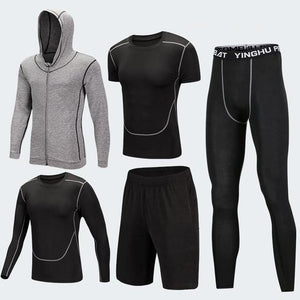 2019 Quick Dry Men's Running Sets 3/4/5pcs/sets Compression Sport Suits Basketball Tights Clothes Gym Fitness Jogging Sportswear
