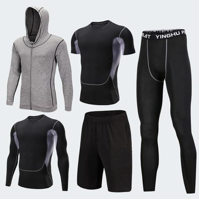 2019 Quick Dry Men's Running Sets 3/4/5pcs/sets Compression Sport Suits Basketball Tights Clothes Gym Fitness Jogging Sportswear