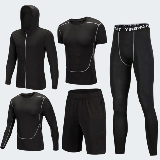 2019 Quick Dry Men's Running Sets 3/4/5pcs/sets Compression Sport Suits Basketball Tights Clothes Gym Fitness Jogging Sportswear