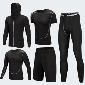2019 Quick Dry Men's Running Sets 3/4/5pcs/sets Compression Sport Suits Basketball Tights Clothes Gym Fitness Jogging Sportswear