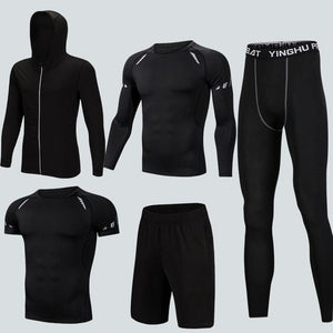 2019 Quick Dry Men's Running Sets 3/4/5pcs/sets Compression Sport Suits Basketball Tights Clothes Gym Fitness Jogging Sportswear
