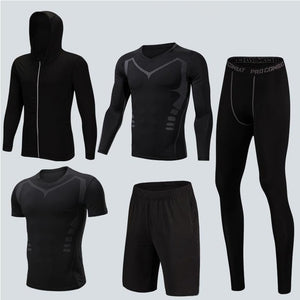 2019 Quick Dry Men's Running Sets 3/4/5pcs/sets Compression Sport Suits Basketball Tights Clothes Gym Fitness Jogging Sportswear