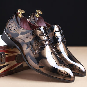 Men Dress Shoes Floral Pattern Men Shoes Leather Designer Brand Oxford Men Formal Shoes Fashion Men Wedding Shoes Business