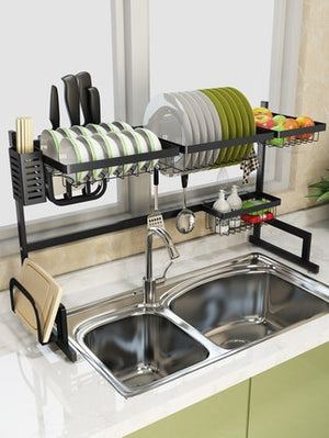 Stainless steel sink rack drain rack sink to dry the chopsticks rack dish rack kitchen shelf 2 storey storage shelf