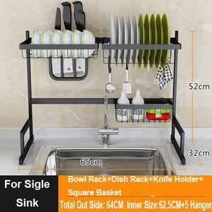 Stainless steel sink rack drain rack sink to dry the chopsticks rack dish rack kitchen shelf 2 storey storage shelf