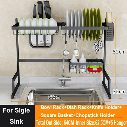 Stainless steel sink rack drain rack sink to dry the chopsticks rack dish rack kitchen shelf 2 storey storage shelf