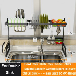 Stainless steel sink rack drain rack sink to dry the chopsticks rack dish rack kitchen shelf 2 storey storage shelf