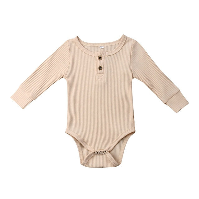 2019 New Spring Autumn Newborn Infant Baby Girl Boy Ribbed Bodysuit Ruffle One-Pieces Solid Jumpsuit Long Sleeve Outfits Sunsuit