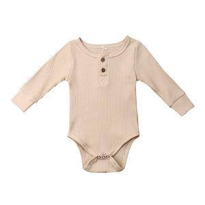2019 New Spring Autumn Newborn Infant Baby Girl Boy Ribbed Bodysuit Ruffle One-Pieces Solid Jumpsuit Long Sleeve Outfits Sunsuit