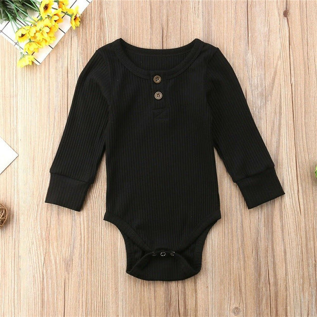 2019 New Spring Autumn Newborn Infant Baby Girl Boy Ribbed Bodysuit Ruffle One-Pieces Solid Jumpsuit Long Sleeve Outfits Sunsuit