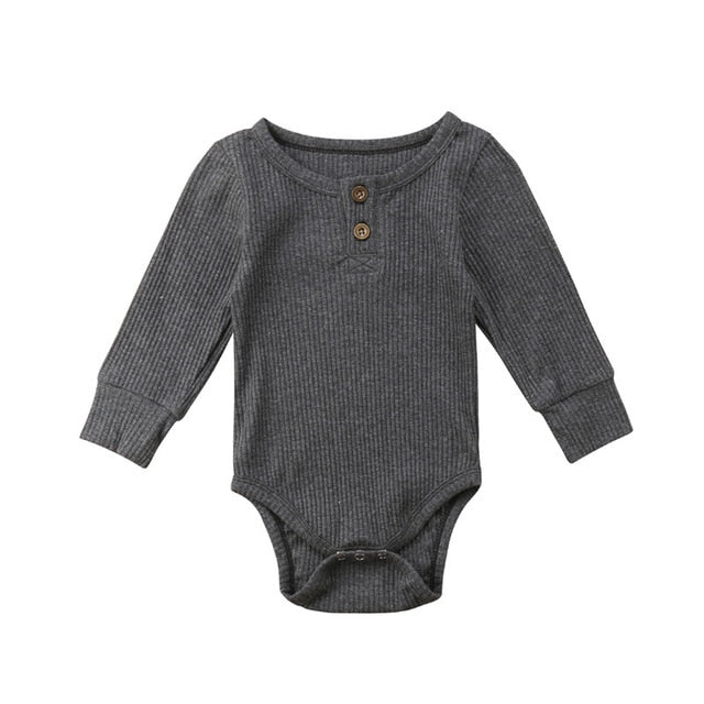2019 New Spring Autumn Newborn Infant Baby Girl Boy Ribbed Bodysuit Ruffle One-Pieces Solid Jumpsuit Long Sleeve Outfits Sunsuit