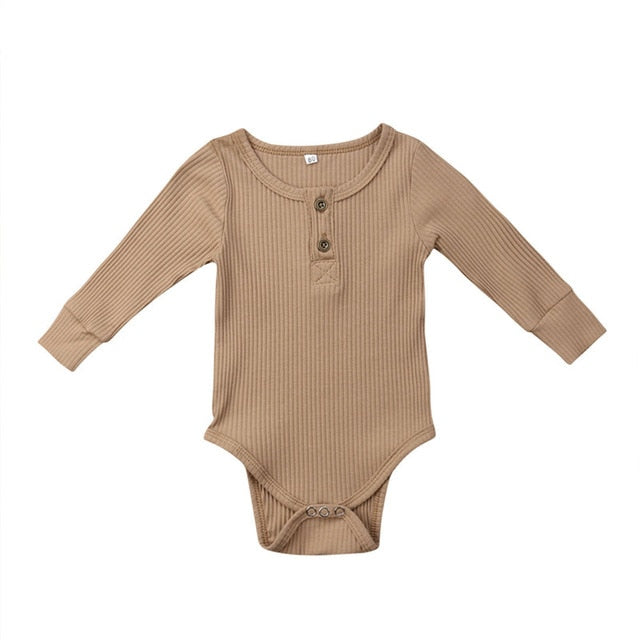 2019 New Spring Autumn Newborn Infant Baby Girl Boy Ribbed Bodysuit Ruffle One-Pieces Solid Jumpsuit Long Sleeve Outfits Sunsuit