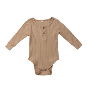 2019 New Spring Autumn Newborn Infant Baby Girl Boy Ribbed Bodysuit Ruffle One-Pieces Solid Jumpsuit Long Sleeve Outfits Sunsuit