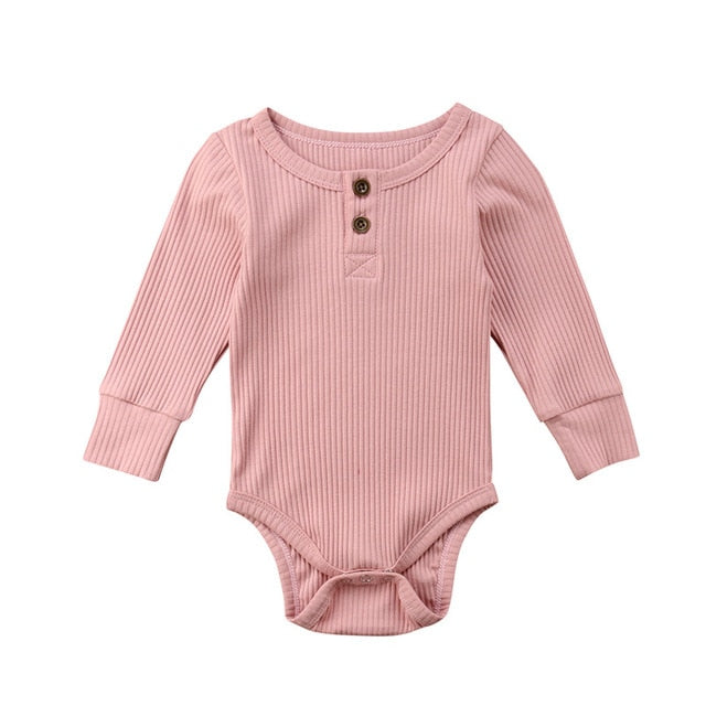 2019 New Spring Autumn Newborn Infant Baby Girl Boy Ribbed Bodysuit Ruffle One-Pieces Solid Jumpsuit Long Sleeve Outfits Sunsuit