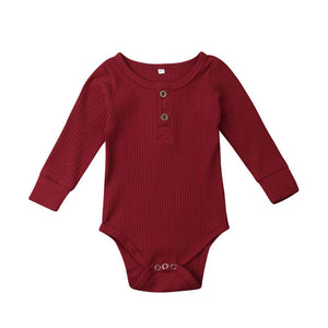 2019 New Spring Autumn Newborn Infant Baby Girl Boy Ribbed Bodysuit Ruffle One-Pieces Solid Jumpsuit Long Sleeve Outfits Sunsuit