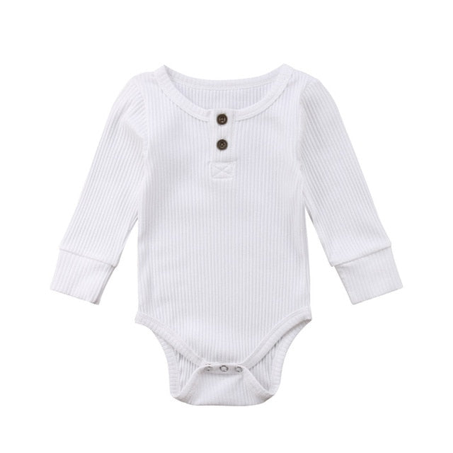 2019 New Spring Autumn Newborn Infant Baby Girl Boy Ribbed Bodysuit Ruffle One-Pieces Solid Jumpsuit Long Sleeve Outfits Sunsuit