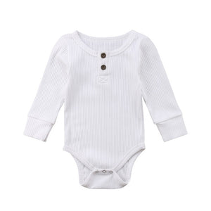 2019 New Spring Autumn Newborn Infant Baby Girl Boy Ribbed Bodysuit Ruffle One-Pieces Solid Jumpsuit Long Sleeve Outfits Sunsuit